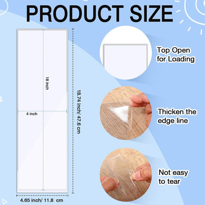 Chinco 50 Pack Clear Adhesive Pockets, Labels for Storage Bins, Plastic Self Adhesive Index Card Holder with Top Open for Organizing Bins Box Drawer(18 x 4 Inches)