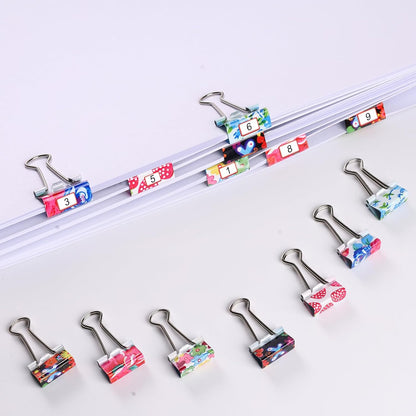 Ufmarine 60 Pcs Small Binder Clips3/4 Inch, Floral Cute Binder Clips, Small Paper Clips for Office, Standard Size