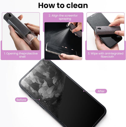 Screen Cleaner Spray and Wipe by ZERNBER- Computer Screen Cleaner, Laptop Screen Cleaner, Phone Cleaner, Car Screen Cleaner, 2in1 Touchscreen Mist Cleaner- (0.3 oz) Purple