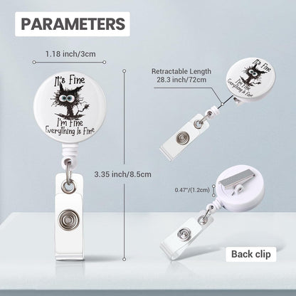 Nurse Badge Reel, Funny ID Badge Clip, Cute Badge Holder, This is Fine Cat Badge Reels Retractable, Office Lanyard Accessories, Nursing Student Gifts