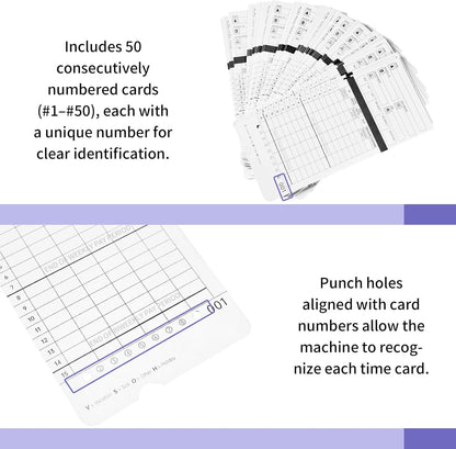100 Time Cards for HN4000 AutoAlign Calculating Time Clocks