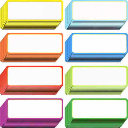 Leinuosen 80 Pack Magnetic Dry Erase Labels 3.2 x 1.2 Name Plate Tags Flexible Reusable Magnetic Label Stickers for Classroom Office Home Whiteboards Refrigerator Locker Shelf Crafts