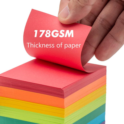 Index Cards 280-Count 2.5x3 Inch,178GSM Heavyweight Set of 7 Colors Paper Multicolor Study Cards (Rainbow)