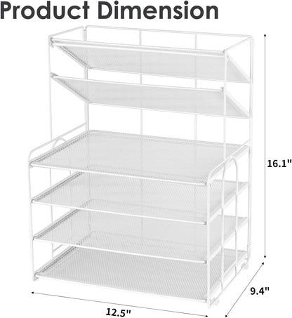 6-Tier Letter Tray Paper Organizer, Desk Organizers and Accessories, Desktop File Organizer, Office Desk Accessories for Office Supplies(White)