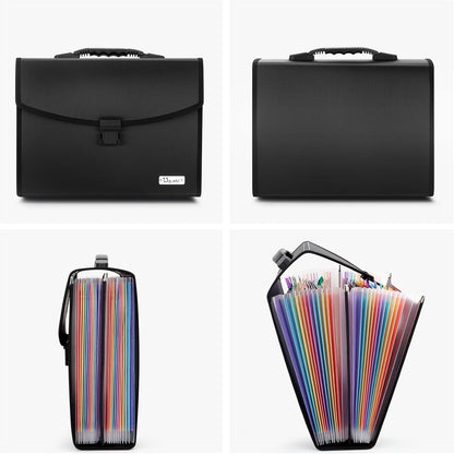 Uquelic 26 Pockets Expanding File Folder - Accordion Savor Document Organizer Folio Upgraded Durable Buckle, Base with Ergonomic Portable Handle/Large Legal Size Expandable File Organizer