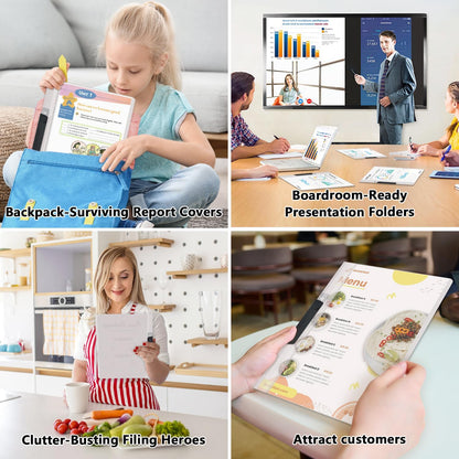 TOTiyea 10 Pack Clear Report Covers with Swing Clip, File Folder with Swing Clip, 30 Sheets Capacity, Slide Locking Report Covers, Letter Size, Clear