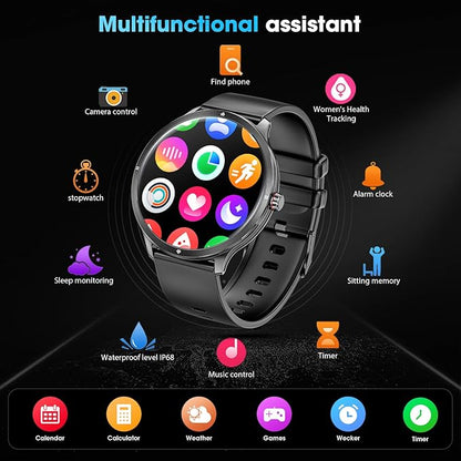 Smart Watch, 1.75" AMOLED Smartwatch for Men Women(Answer/Make Call), Fitness Activity Tracker Heart Rate/Sleep Monitor/Pedometer, IP68 Waterproof, 100+ Sport Modes Smart Watches for Android iPhone