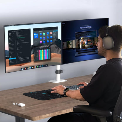 Suptek Dual Monitor Desk Mount, Adjustable Dual Monitor Arm for 2 Monitor Screens up to 38 inch, Extra Tall 15.75" Pole Monitor Stand for Desk, Holds up to 22 lbs,White(MD9442MW)