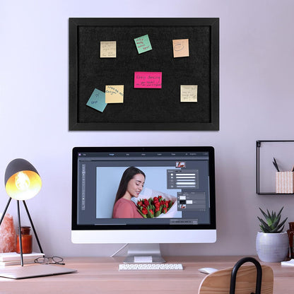 TORASO Cork Board Bulletin Board, 13" X 17" Cork Boards for Walls with Pins, Eye Bolts, gaskets, Screws, Pin Board for Office, School and Home (BK,33x43cm,1p)