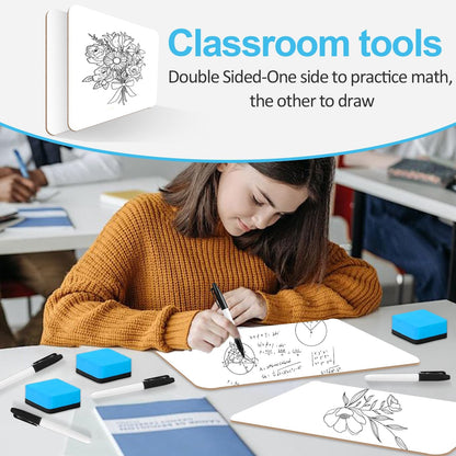 Dry Erase LapBoards, PANDRI 26 Pack Double Sided 12.5 x 9 Inch Whiteboards with 26 Erasers and 26 Markers, Dry Erase Boards for Students Classroom Teacher Supplies