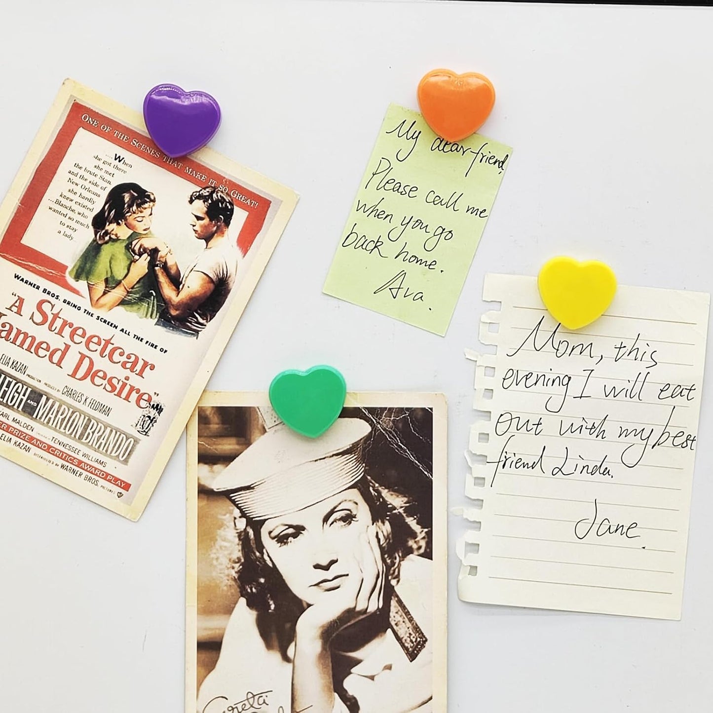 Fridge Magnets - 50 Pcs Mini Cute Magnets, Strong Heavy Duty for Whiteboard, Refrigerator, Locker, Kitchen, Office (10 Colors, Heart)