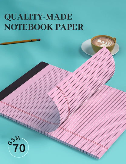 Colored Legal Pads, Yellow Legal Pads 8.5 x 11, 48 Pack Note Pads 8.5 x 11 Wide Ruled, Notepads 8.5 x 11 with Sturdy Back, Perforated Writing Paper Pads, Colored Lined Pads for Office, School, Home