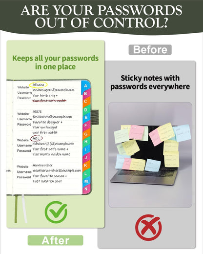 Small Password Keeper Book with Colorful Alphabetical Tabs, Hardcover Password Log-book for Internet Password and Website Address, 4.1"×6.2" Password Notebook for Home Office