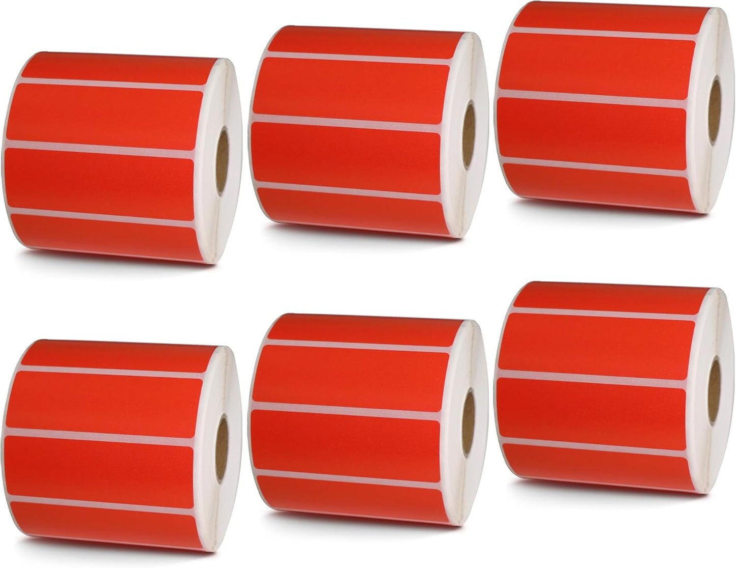 BETCKEY - 3" x 1" UPC Barcode & Address Labels Compatible with Zebra & Rollo Label Printer,Premium Adhesive & Perforated[Red, 6 Rolls, 8250 Labels]