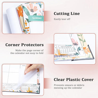 Ospelelf Desk Calendar 2025-2026 Large 22"x17" Monthly Family Planner Pad with Protective Cover 18 Months July 2025 to December 2026 Ditsy Floral