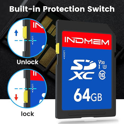 64GB SD Card 2pack, C10, U3, V30, High Speed up to 90M/S SDXC UHS-I Memory Cards, Full HD & 4K Video Compatible with Canon Nikon Sony Pentax Kodak Olympus Panasonic Digital Camera, 64GB(2pc)