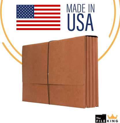 The File King Expanding File Wallet - Legal Size, 50 Redropes | USA Made | 3.5” Expandable File Folders | Redwell Folders Legal Size Wallets | Red Rope Expanding File Folder with Flap & Elastic Cord