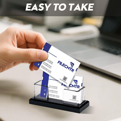 2 Pack Acrylic Business Card Holder for Desk,Clear Business Card Display Stand for Desktop, Business Card Organizer Card Stand