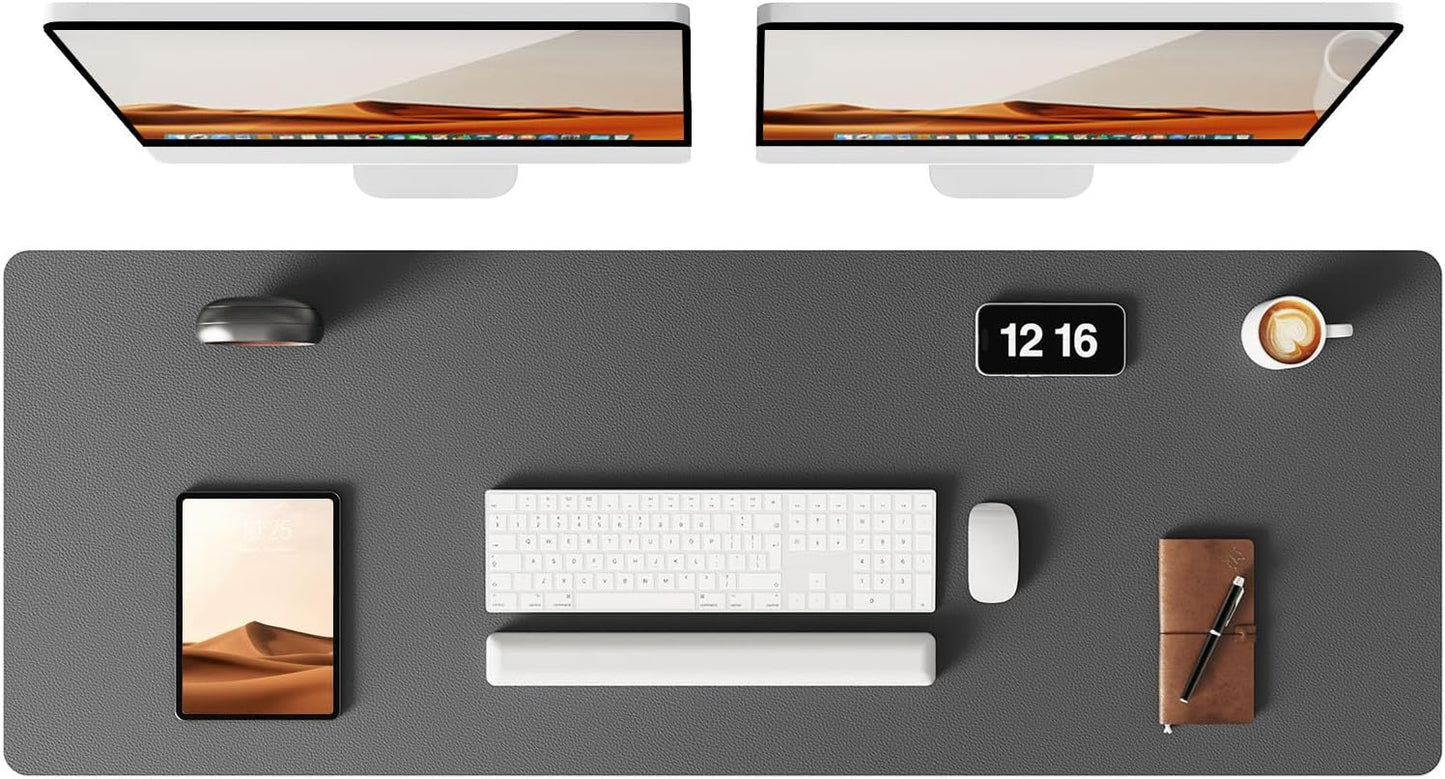 YSAGi Leather Desk Pad Protector, Office Desk Mat, Large Mouse Pad, Non-Slip PU Leather Desk Blotter, Laptop Desk Pad, Waterproof Desk Writing Pad for Office and Home (Dark Grey, 47" x 17")