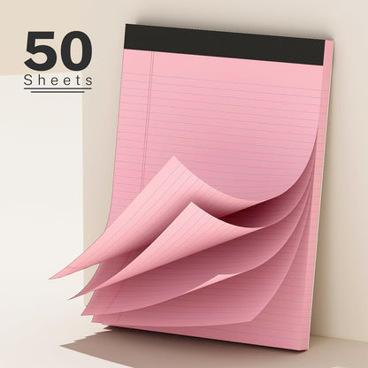 5 Pack Colored Legal Pads 8.5 x 11 College Ruled Paper Note Pads Narrow Ruled 50 Sheets per Notepad Perforated Writing Pad Durable Sturdy Back 8x11 Pads of Paper Pink Purple Blue Green Yellow