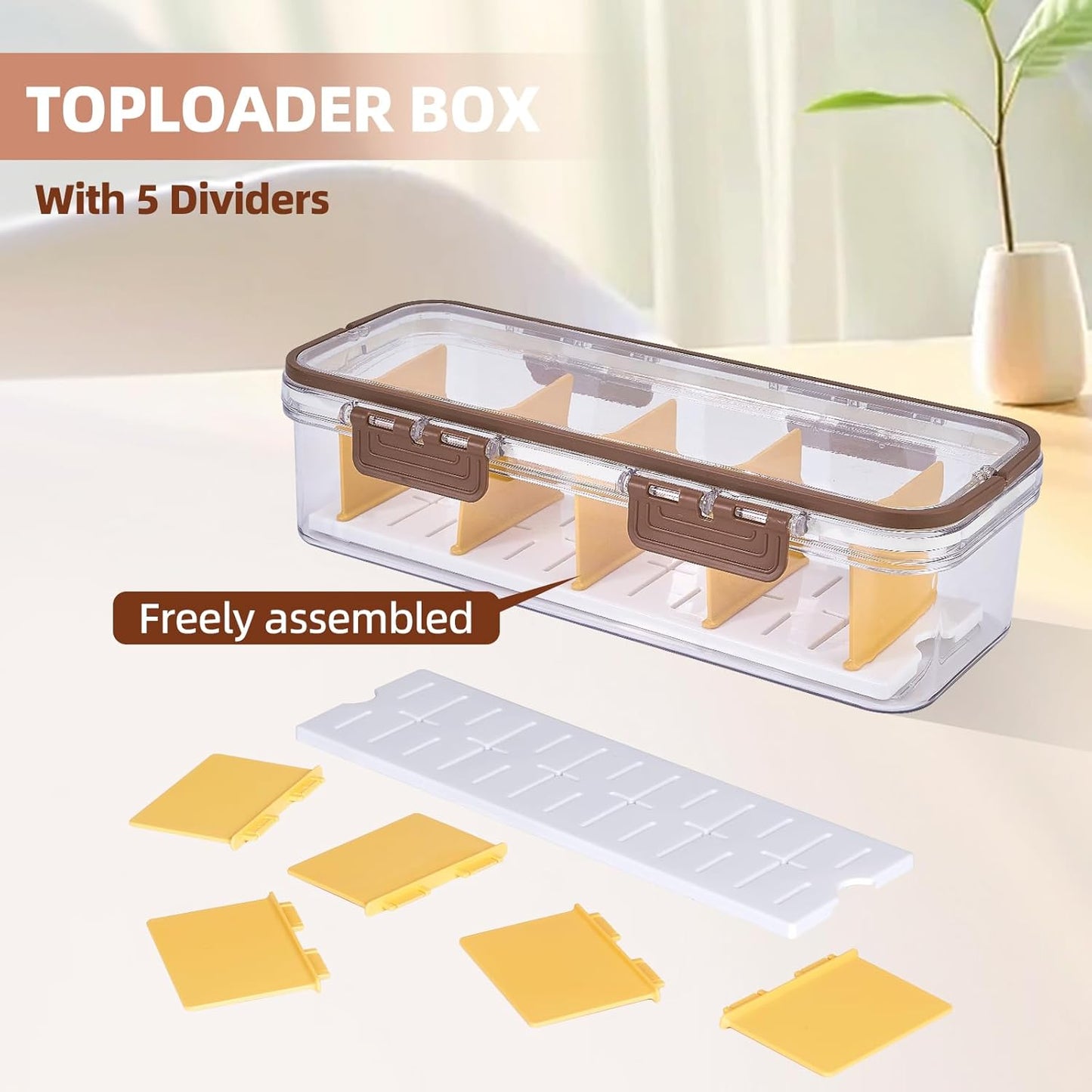 Toploader Storage Box, 2-pack Trading Card Storage Box with 5 Dividers, Highly Clarity Double handle TCG Card Storage Box, Large For Toploaders 650+Cards, Fit for YuGiOh, MTG and Sport Cards