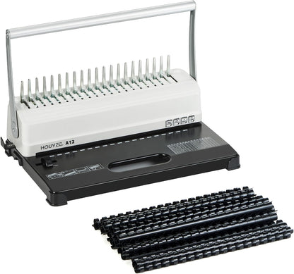 HOUYEE Manual Comb Binding Machine,19 Holes, 450 Sheets,Paper Punch Comb Binder Machine with 50 PCS 1/2" Comb Binding Spines, Fit for Letter Size Paper