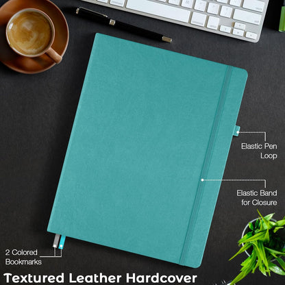 Dotted Journal, Hardcover Notebook 8.5 x 11, Dot Grid Notebook Journal for Women, Men, Large Leather Journals for Writing, Bullet, No Bleed Thick Paper, A4 Notebooks for Work, School, Notes, Teal