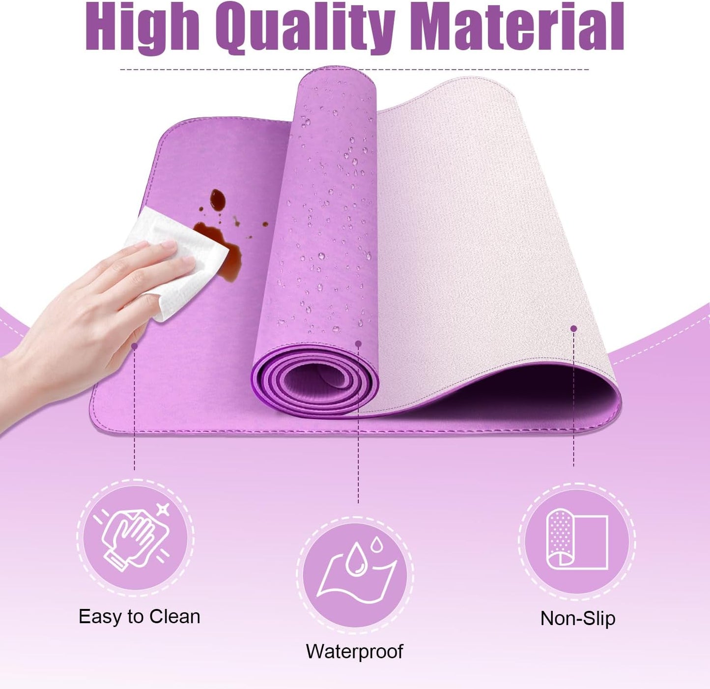 Large Desk Pad 47.2" x 17", Leather Desk Mat Protector, Non-Slip PU Leather Desk Blotter Pad, Large Mouse Keyboard Mat, Waterproof Desk Cover Pad for Office & Home(Lilac)