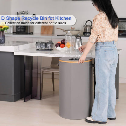 efluky Recycling Bin for Kitchen 100L, 26 Gallon Recycle Bins for Indoor Outdoor Home Use with 2 Removeable and Reusable Inner Bags, Tall Recycle bin for Bottle Can Plastice Stickers (Grey)