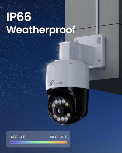 Loocam 5MP Home Security Camera System, 4pcs Pan & Tilt Wired PoE IP Cameras Set for Indoor Outdoor, AI Person/Pet/Vehicle Detection, Color Night Vision, 4K 8CH NVR 2TB HDD Included, Plug & Play