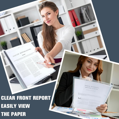 BBTO 100 Pcs Clear Report Covers with Sliding Bar for A4 Paper Resume Covers Presentation Folders File Document Binder for School Business, Letter Size 12 x 8.7 Inches(Black, White)