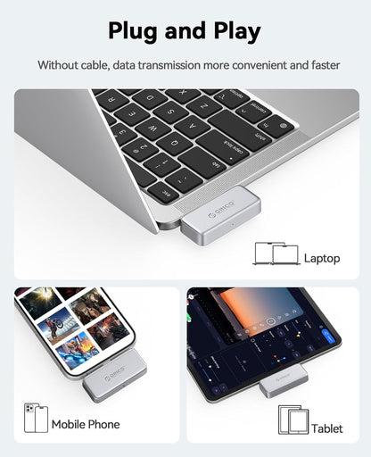 ORICO FlashPod 1TB Portable SSD Up to 2000MB/s, Direct Plug Design, High-Speed External SSD with USB 3.2 Gen2x2 20Gbps Interface, Reliable Storage for iPhone 16 Series, Tablets, Laptops - S20