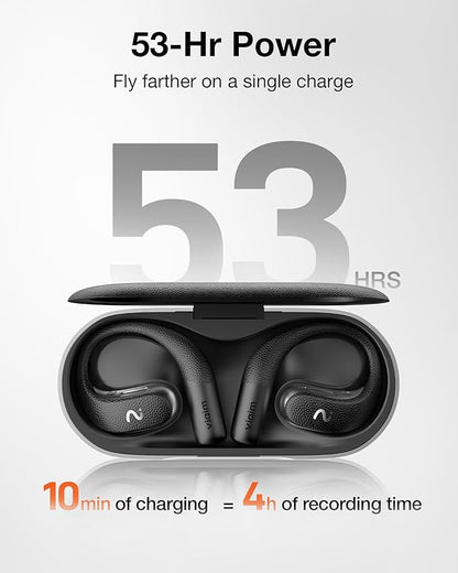 OpenNote AI Voice Recorder – Open Ear Headphones with FlashRecord, Call Recording, Real-Time Transcription, Translation, AI Assistant, for Students, Professionals & Interview Recording, Black