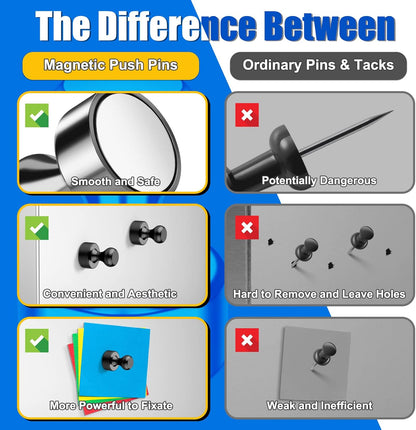 18 Pack Strong Whiteboard Magnets, Small Refrigerator Magnets Push Pins, Black Dry Erase Board, Magnetic Spider for Kitchen, Office, Gadgets, Desk Accessories, Shopping List,