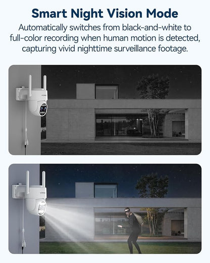 Security Camera Wireless Outdoor System with Monitor, 2pcs Dual Lens 10X Optical Zoom PTZ Cameras for Home Surveillance, Color Night Vision, Auto Tracking, Human Detection, 10CH NVR, 500GB HDD