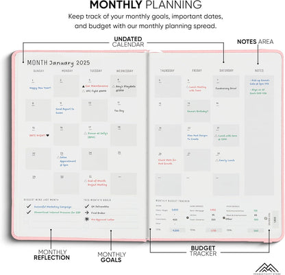 Undated, 2025 Planner, 5.8” x 8.3” - The #1 Productivity Planner to Achieve Your 2025 Goals - Planner 2025-2026 by PRODUCTIVITY STORE (A5, PINK)
