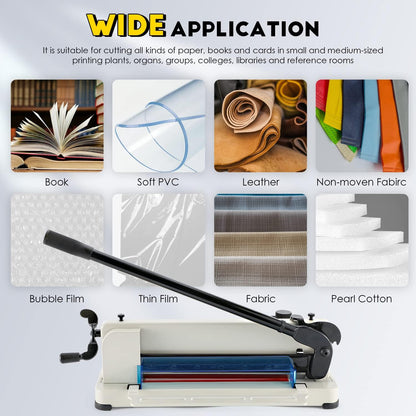 CGOLDENWALL Heavy Duty Paper Cutter A4 12" Paper Guillotine Cutter, Max. 400 Sheets, 0.02mm Cutting Accuracy, Suitable for Offices Production Leather Fabrics