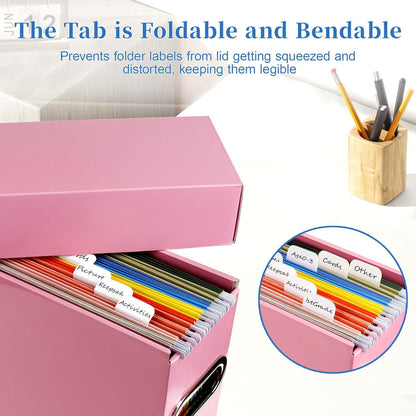 File Organizer Box with Lid, Collapsible Hanging File Folder Storage Boxes for Documents, Portable Filing Organizer for Office, Home, Classroom(Pink, 2 Pack)
