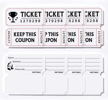 Methdic 2" x 2" 2000 Raffle Tickets Double Roll for Events, Entry, Class Reward, Fundraiser & Prizes Tickets