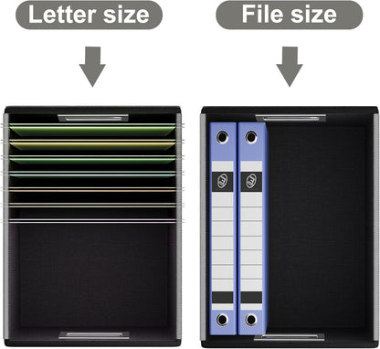 Huolewa File Organizer Boxes with Lids, Collapsible Faux Leather Hanging File Folder Box Organizer with Plastic Slide, Decorative Home/Office Filing System Boxes for File and Folders Storage