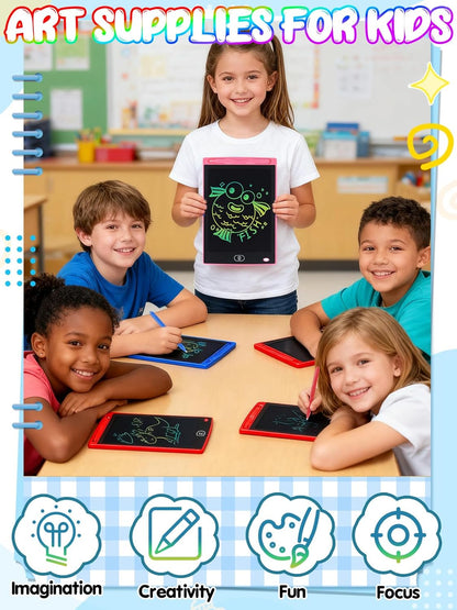 LCD Writing Tablet for Kids Party Favors Bulk - 12 Pack 8.5in Colorful Doodle Board, Erasable Drawing Pad for Goodie Bags Stuffers Birthday Gifts, Learning Travel Toys for Girls Boys Aged 3 4 5 6 7 8