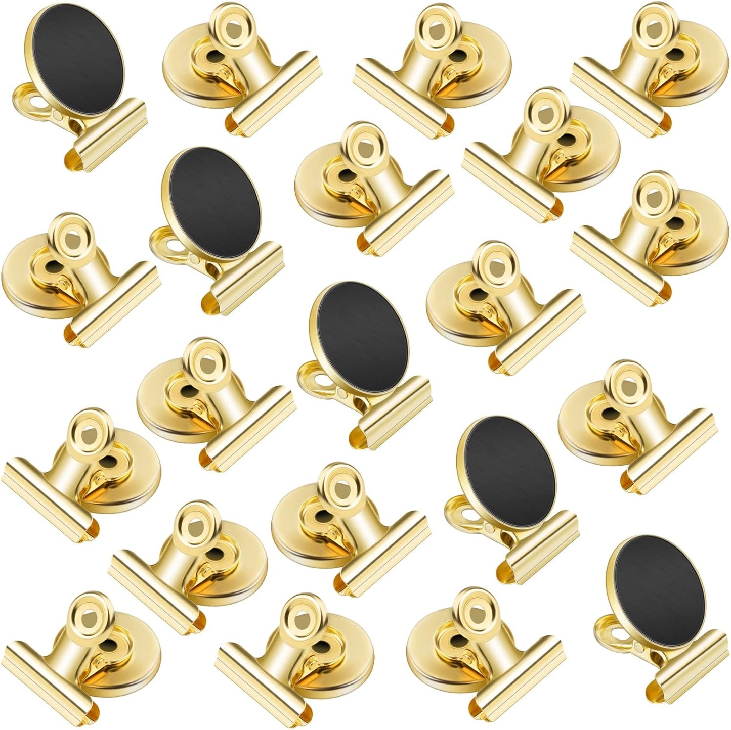 VNDUEEY 20 Pack Fridge Magnets Refrigerator Magnets, Magnetic Clips for Whiteboard, Magnet Clips Heavy Duty, Clip with Magnet for Locker, Magnetic Paper Clip for Home, Office, School, Teaching (Gold)