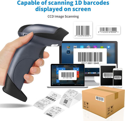 NETUM Bluetooth 1D Barcode Scanner with Stand 2.4G Wireless & Bluetooth & Wired CCD Scanner Gun for Supermarket, Store, Warehouse Handheld Bar Code Reader Work with Windows, Mac,Android, iOS -M6S