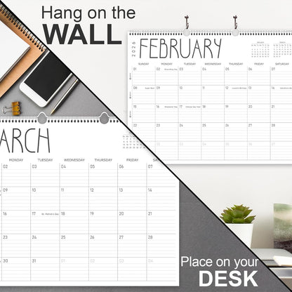 Guasslee Large Wall Calendar 2025-2026, 12 Monthly Calendar from 2025 June-May 2026 Jumbo 22"x17" Hanging Desk/Wall Planner with Spiral Bound for School Home Office Organizing