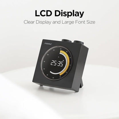 mooas Time Loop Digital Visual Timer, Rechargeable Wireless, LCD Large Display, Portable, Visual Timer, Brightness Adjustment, Count Up/Down, Pomodoro Timer for ADHD, Study, Home Schooling (Black)