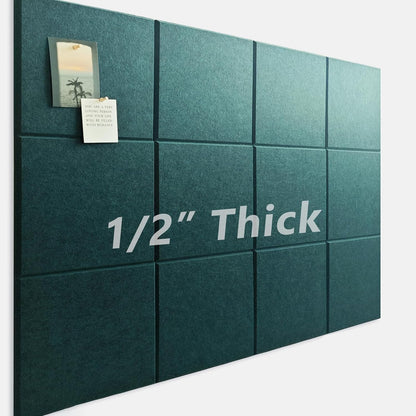 Large Cork Board for Office Wall Decor,48"x36"-12 Pack Felt Wall Tiles with Safe Removable Adhesive Tabs, 1/2" Thick, Felt Bulletin Board Pin Board Cork Boards for Walls - Dark Green