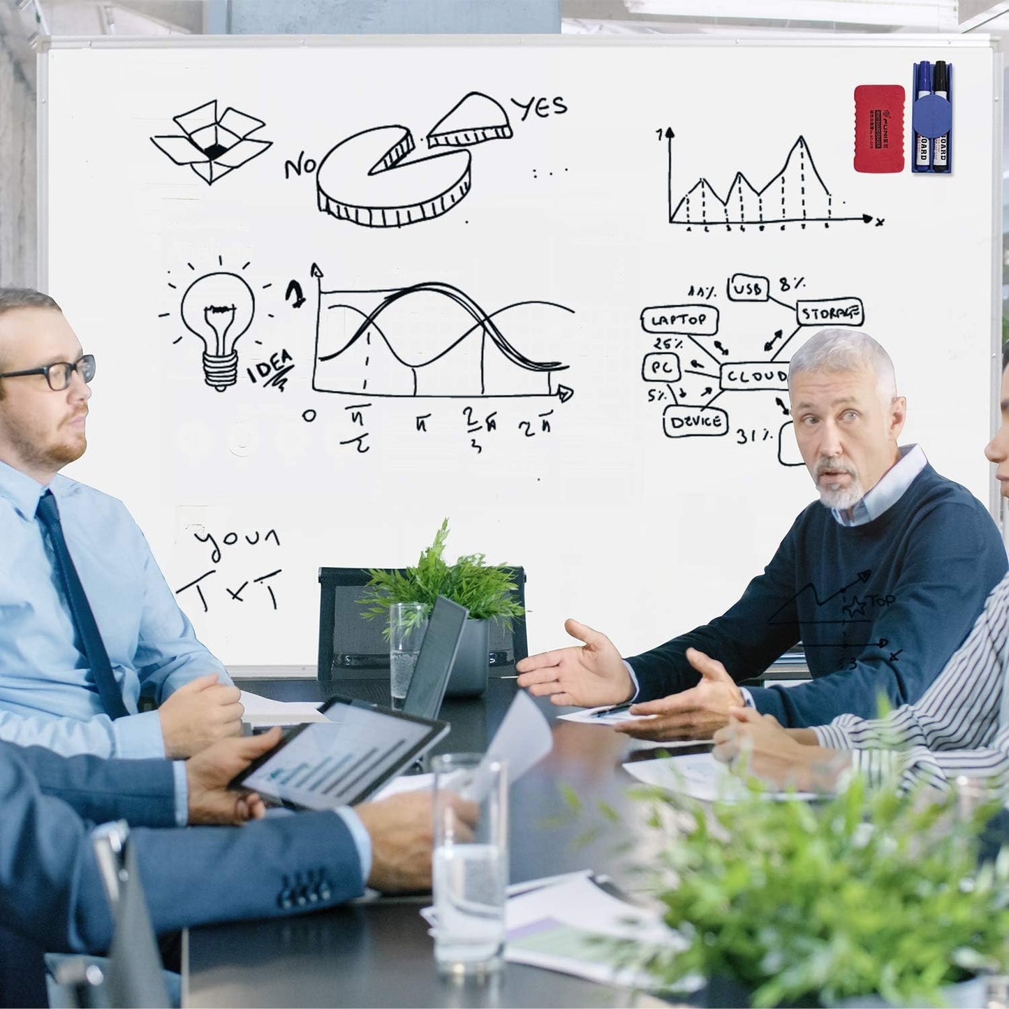 H-Qprobd Mobile Whiteboard 72"x40" Magnetic Dry Erase Board with Stand Double-Sided Rolling Whiteboard for Office, Home & School