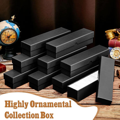 Teling 8 Pcs Coin Storage Box 2x2inch Flip Holders Collectors Coin Supplies Holders for Cents Collection Cardboard (Black)