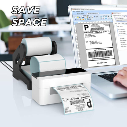 PONNOR Label Holder Thermal Label Holder for Rolls and Fanfold Labels Shipping Label Stand Desktop Printer Accessory Supplies for Home, Office (Black)