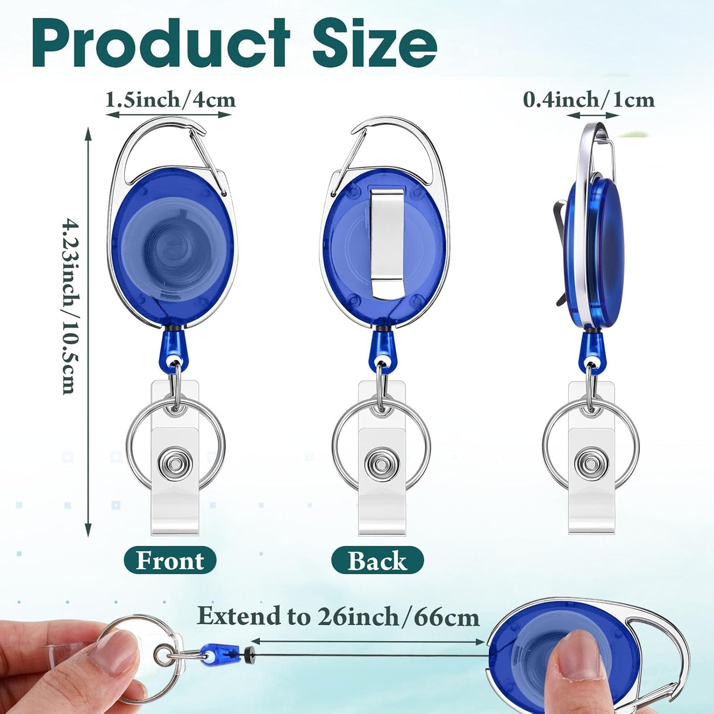 Laumoi 80 Packs Retractable ID Badge Holder Name ID Badge Reel Clips Keychain with Belt Clip and Key Ring for Office Worker Doctor Nurse Employee (Transparent Multicolor)